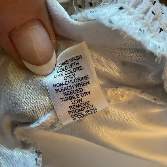 Cato White Polkadot Blouson/Ruffle Short Sleeve Lined Pull-Over Top Plus 18-20W - Picture 8 of 9